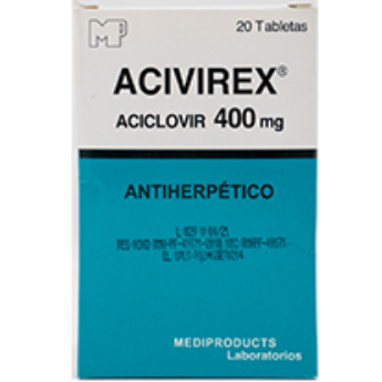 Acivirex 400mg (ACICLOVIR), 1 de 30 Tabletas