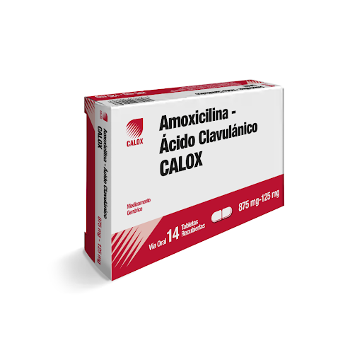 Amoxicilina + Acido Clavulanico 875mg/125mg, Caja 14 tabletas CALOX