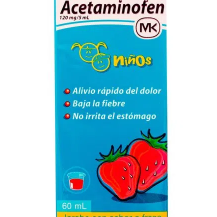 Acetaminofén MK 120mg/5ml, sabor fresa, frasco 60 ml