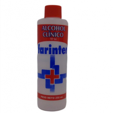 Alcohol Clinico Farinter 70%GL, Frasco 250ml