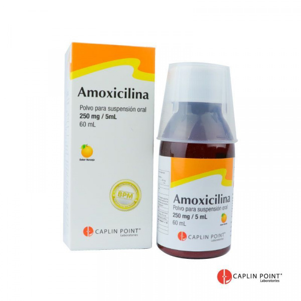Amoxicilina  250mg/5ml, sabor fresa,100ml polvo para suspension