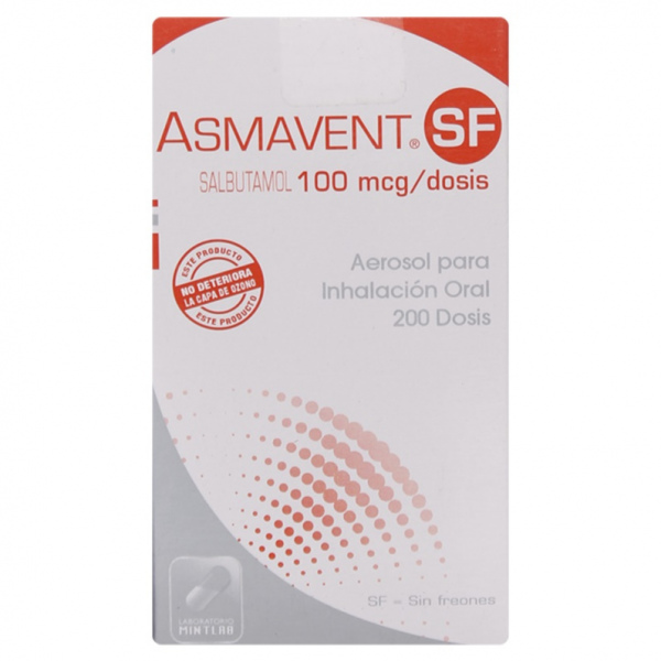 Asmavent SF 100mcg/dosis, Frasco 200 Dosis 1+1