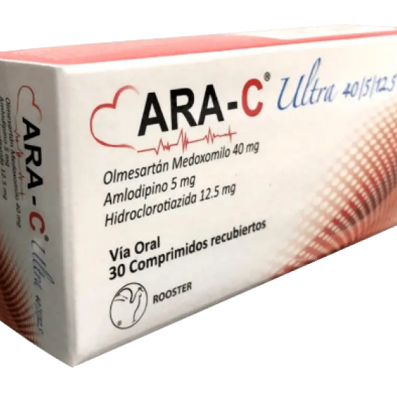 ARA-C Ultra 40/5/12.5mg, 1 de 3 blisters (olmesartan + Amlodipinio + HCT)