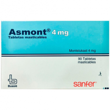 Asmont 4mg, Caja 90 tabletas masticables