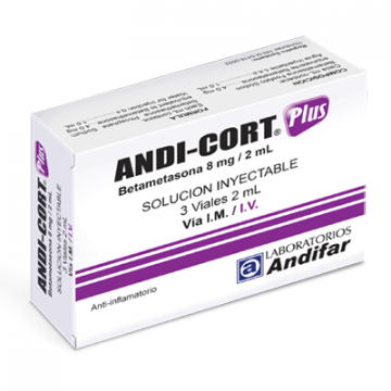 Andi Cort Plus 8mg/2ml IM/IV, 1 de 3 Viales Inyectables