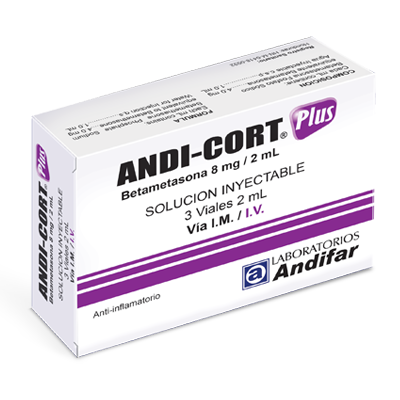 Andi Cort Plus 8mg/2ml IM/IV, 1 de 3 Viales Inyectables