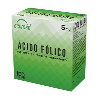 Acido Folico 5mg, 1 de 100 tabletas ECOMED
