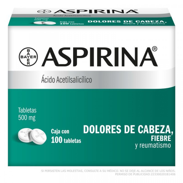 Aspirina 500mg, 1 de 100 tabletas