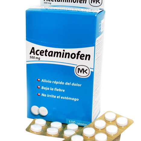 Acetaminofen 500mg MK, 1 de 100 tabletas
