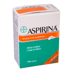 Aspirina niños, 100mg, Bayer, 1 de 100 tabletas