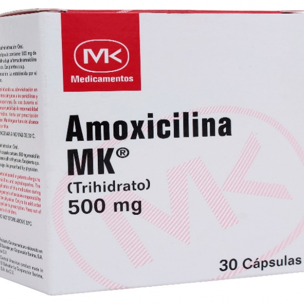 Amoxicilina MK 500mg, 1 de 30 capsulas